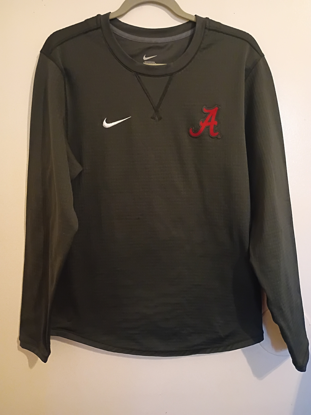 Nike Alabama 'A' Logo Long Sleeve Sweatshirt‎ Gray & Red Anthracite Sz M